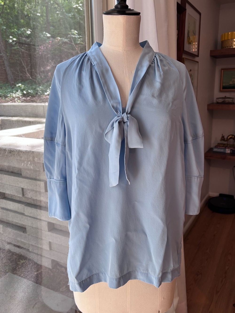 Diane Von Furstenberg Lynn Tie Neck Silk Crepe De Chine Blouse